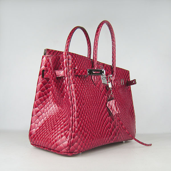 High Quality Fake Hermes Birkin 35CM Fish Veins Leather Bag Red 6089